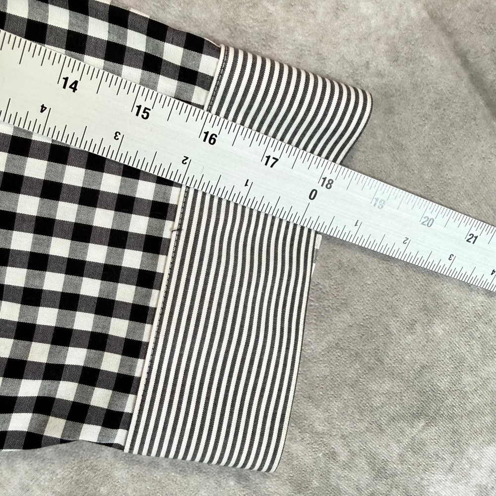 Chico's Button Down Shirt Women 3 Black White Gingham Striped Office Preppy - Picture 8 of 10